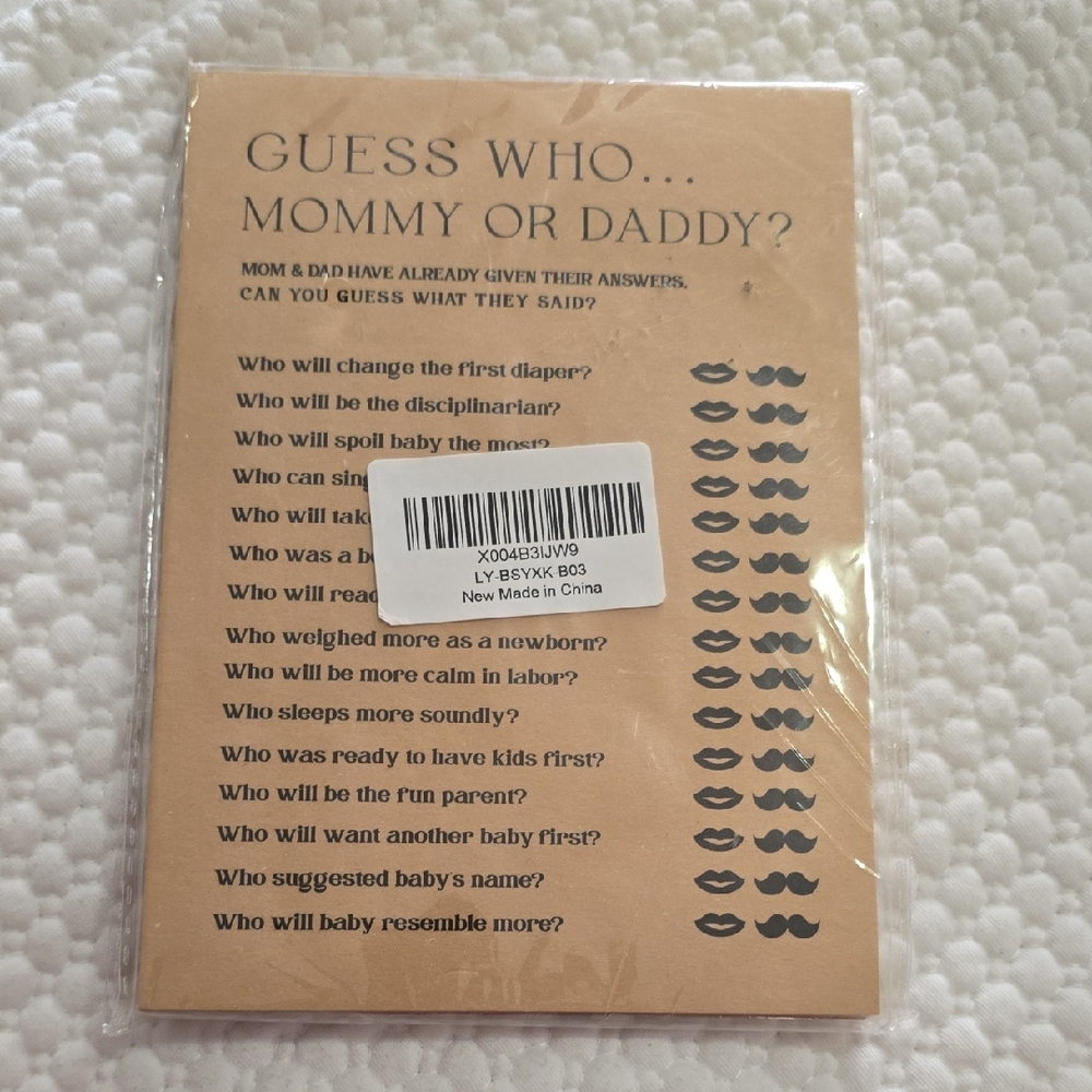 Baby Shower Game Cards.
